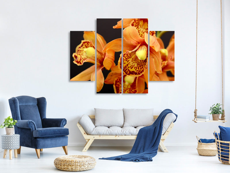 4-piece-canvas-print-orchids-with-orange-flowers