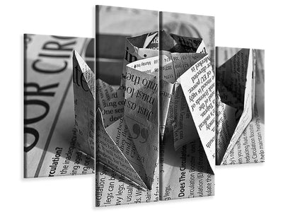 4-piece-canvas-print-origami-newspaper