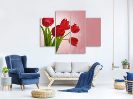 4-piece-canvas-print-red-tulips-bouquet