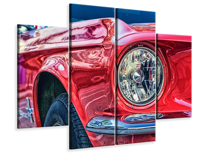 4-piece-canvas-print-red-vintage-car