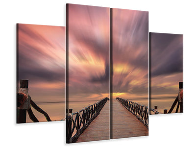 4-piece-canvas-print-spectacular-sunset-on-the-bridge