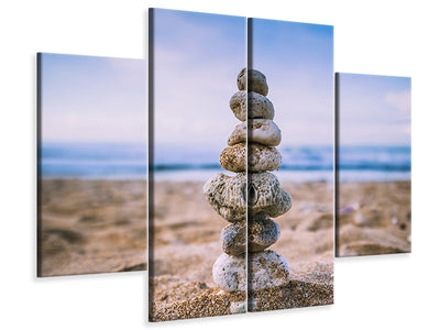 4-piece-canvas-print-stone-pile-on-the-beach