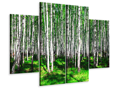 4-piece-canvas-print-summerly-birch-forest