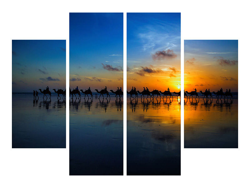 4-piece-canvas-print-sunset-camel-ride