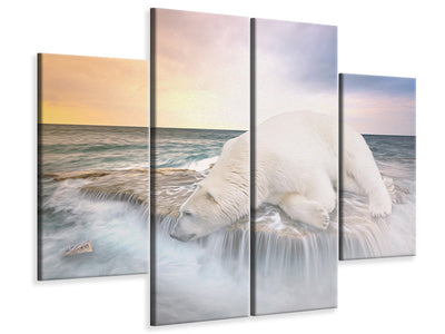 4-piece-canvas-print-the-polar-bear-and-the-sea