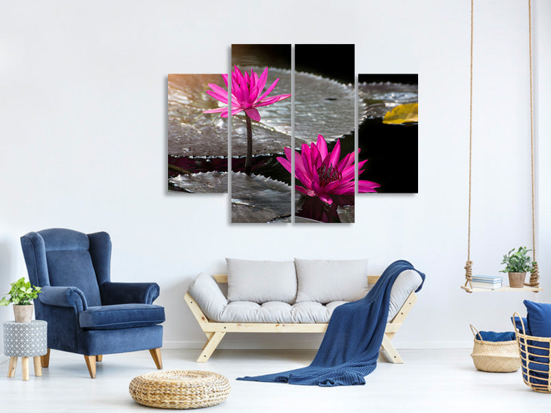 4-piece-canvas-print-water-lily-in-the-morning-dew