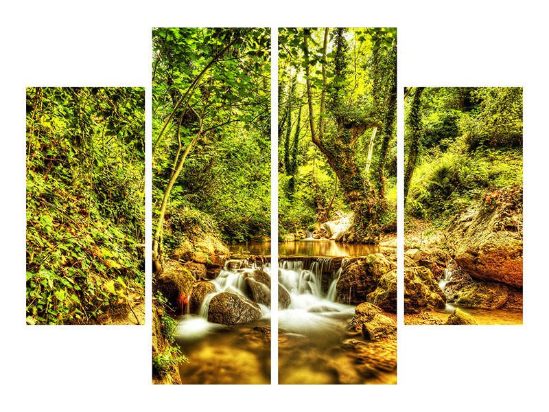 4-piece-canvas-print-waterfall-in-the-forest