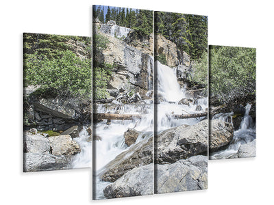 4-piece-canvas-print-wild-waterfall-in-the-forest