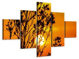 5-piece-canvas-print-a-shrub-in-the-sunset
