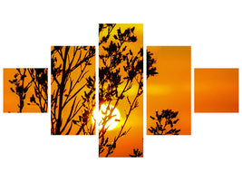 5-piece-canvas-print-a-shrub-in-the-sunset