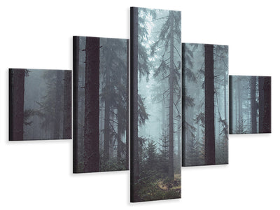 5-piece-canvas-print-forest-in-the-fog