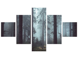 5-piece-canvas-print-forest-in-the-fog