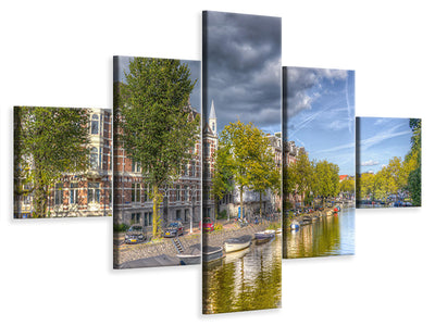 5-piece-canvas-print-idyllic-amsterdam