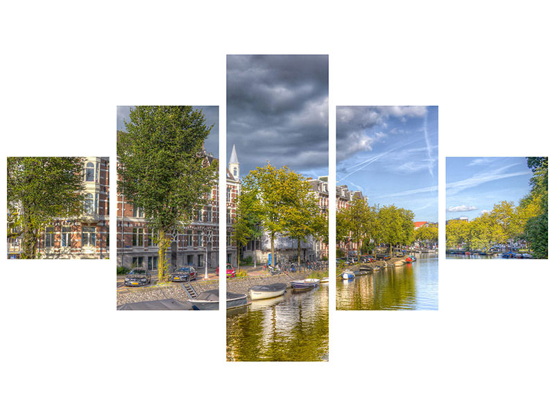 5-piece-canvas-print-idyllic-amsterdam