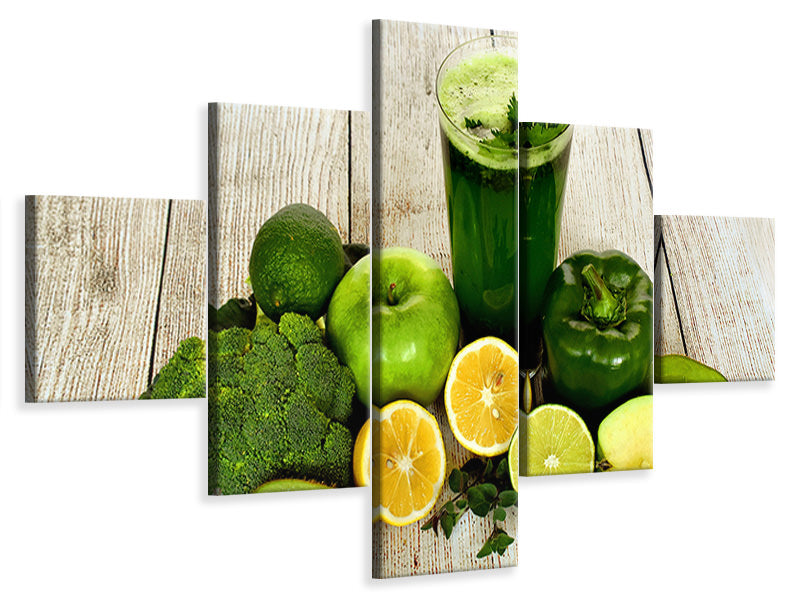 5-piece-canvas-print-ingredients-green-smoothie