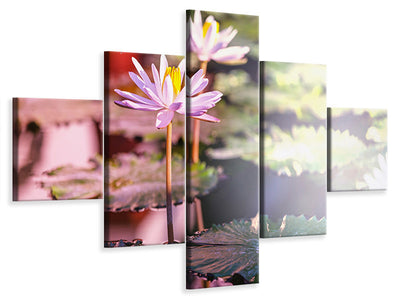 5-piece-canvas-print-lilies-in-pond
