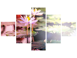 5-piece-canvas-print-lilies-in-pond