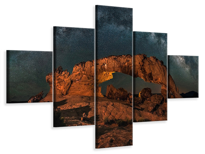 5-piece-canvas-print-milky-way-over-the-sunset-arch