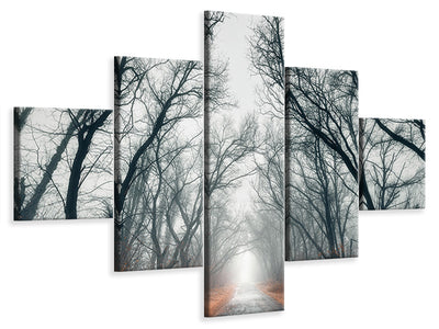 5-piece-canvas-print-mysterious-mood-in-the-forest