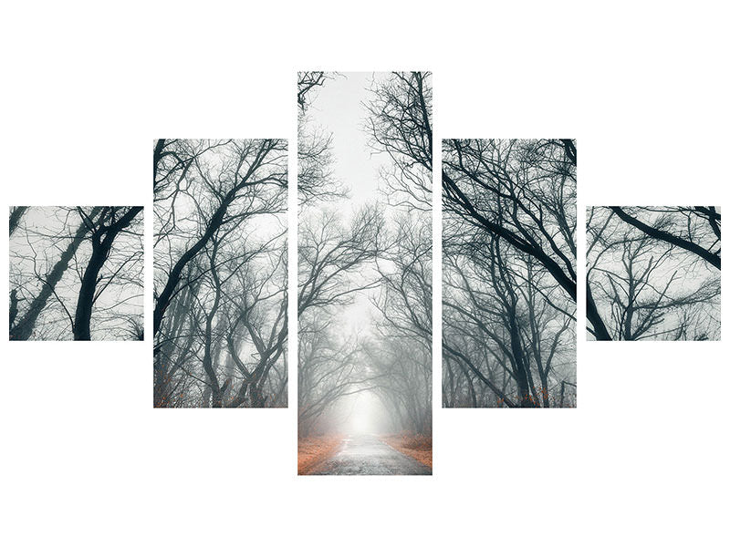 5-piece-canvas-print-mysterious-mood-in-the-forest
