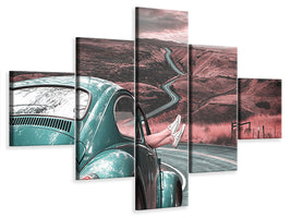 5-piece-canvas-print-on-the-road-with-the-classic-car