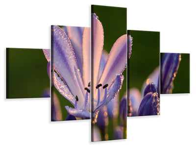 5-piece-canvas-print-ornamental-lilies-with-morning-dew