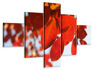 5-piece-canvas-print-red-leaves-xl