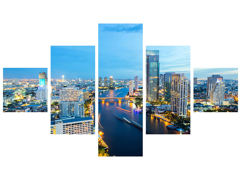 5-piece-canvas-print-skyline-bangkok-at-dusk