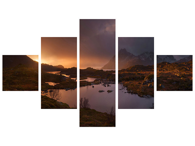 5-piece-canvas-print-sunrise-over-lofoten