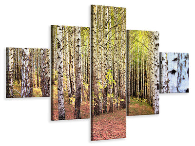 5-piece-canvas-print-the-path-between-birches