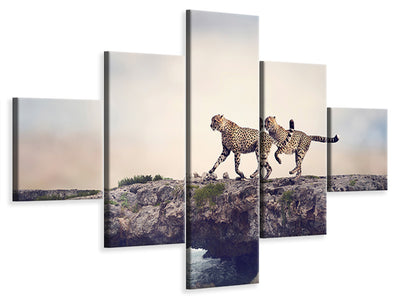 5-piece-canvas-print-two-cheetahs
