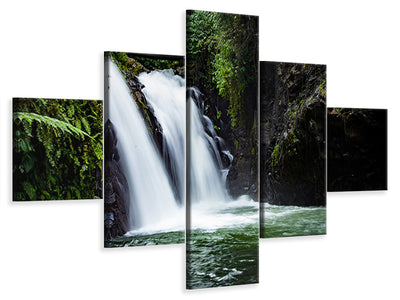 5-piece-canvas-print-waterfall-in-the-evening-light