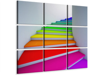 9-piece-canvas-print-colorful-stairs