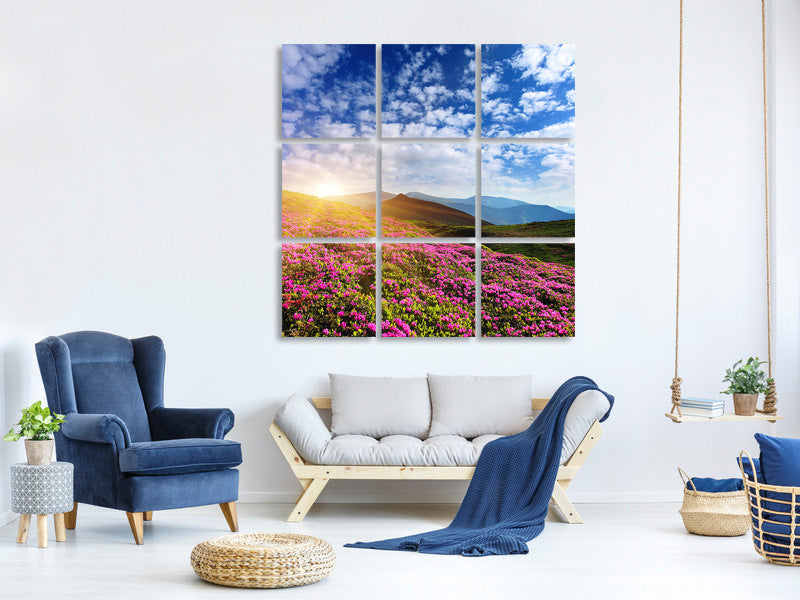 9-piece-canvas-print-flowery-mountain-landscape