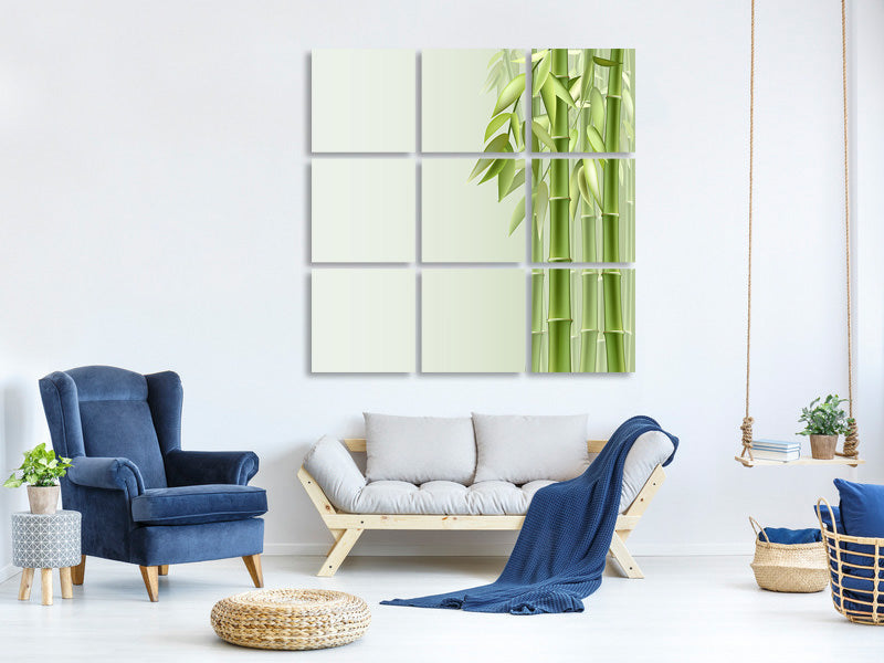 9-piece-canvas-print-green-bamboo