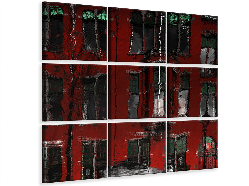 9-piece-canvas-print-red-house-reflections