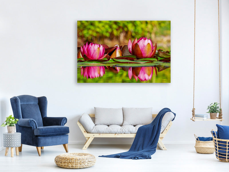 canvas-print-red-water-lily-trio