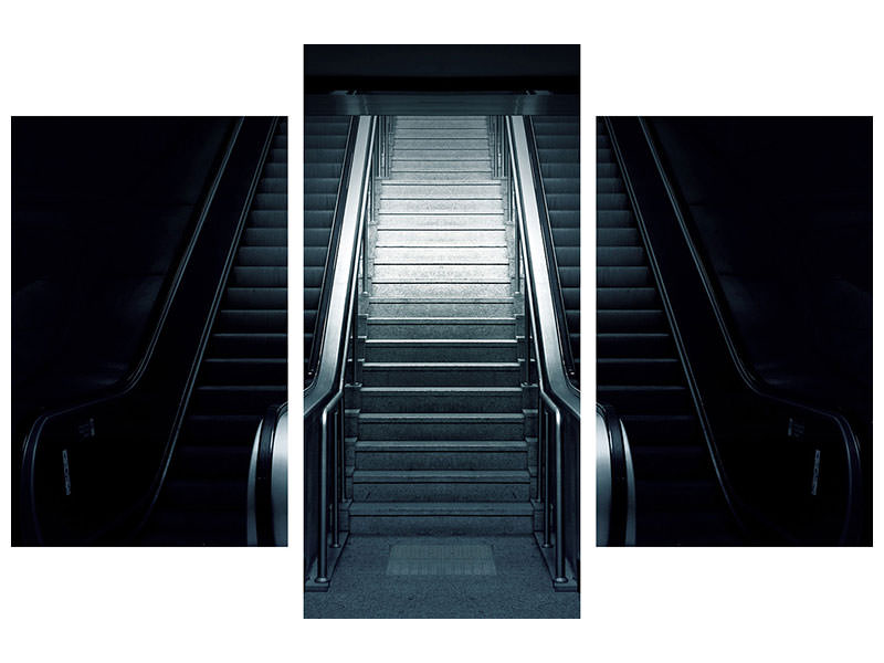 modern-3-piece-canvas-print-escalator-in-the-dark