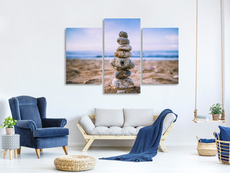 modern-3-piece-canvas-print-stone-pile-on-the-beach