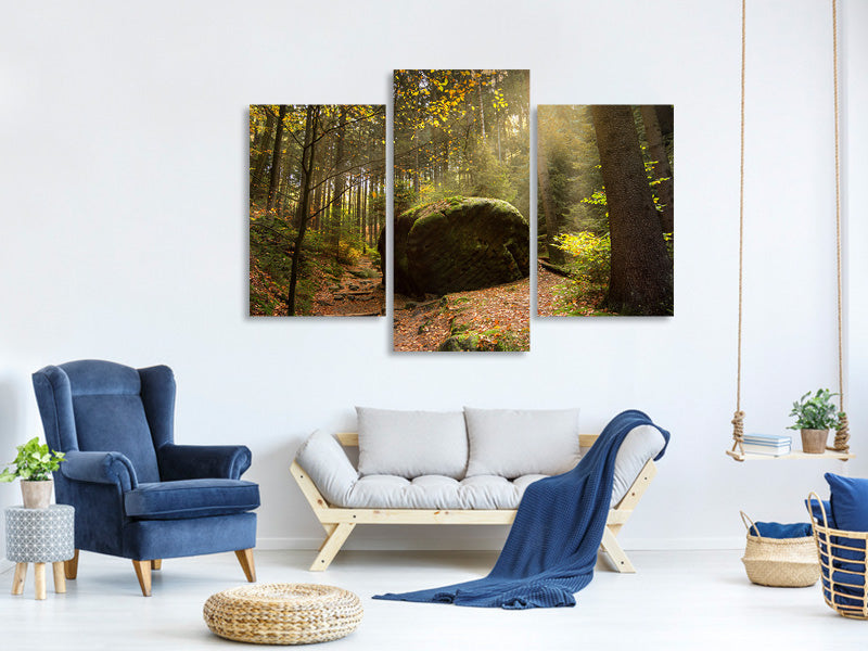 modern-3-piece-canvas-print-the-rock-in-the-forest