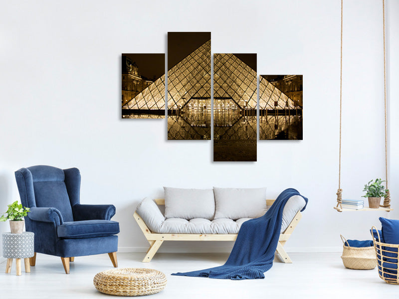 modern-4-piece-canvas-print-at-night-at-the-louvre