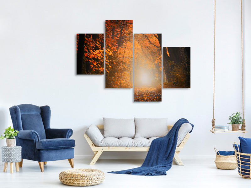 modern-4-piece-canvas-print-autumn-light-in-the-forest