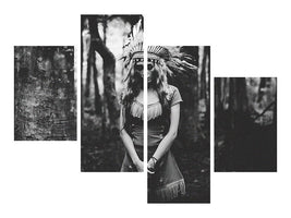 modern-4-piece-canvas-print-black-and-white-mood-in-the-forest