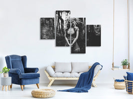 modern-4-piece-canvas-print-black-and-white-mood-in-the-forest
