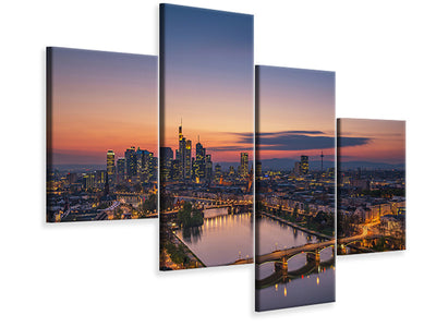 modern-4-piece-canvas-print-frankfurt-skyline-at-sunset