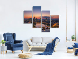 modern-4-piece-canvas-print-frankfurt-skyline-at-sunset