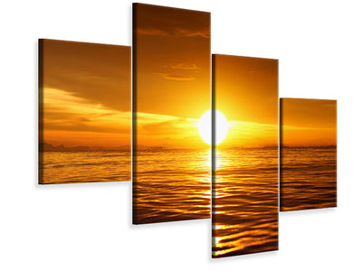 modern-4-piece-canvas-print-glowing-sunset-on-the-water