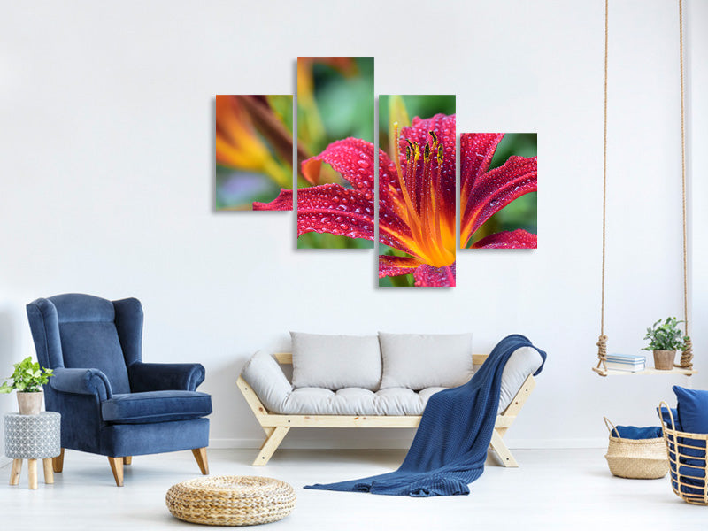 modern-4-piece-canvas-print-lily-flower-in-pink-xl