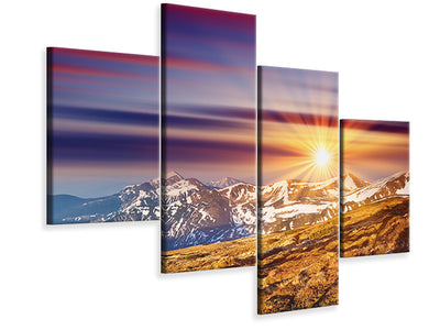 modern-4-piece-canvas-print-majestic-sunset-at-the-mountain