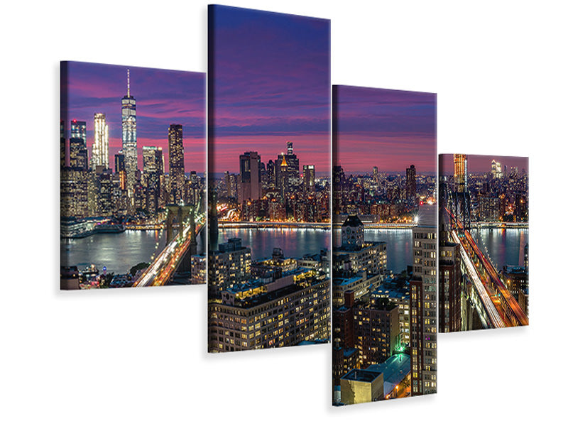 modern-4-piece-canvas-print-manhattan-skyline-during-beautiful-sunset